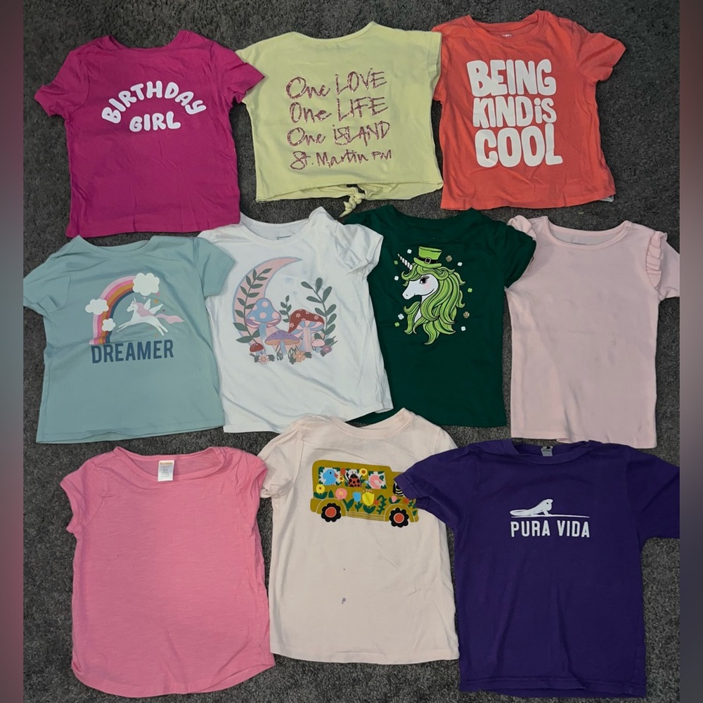 🎒 Girls 4T Back-to-School Essential | 10 Short Sleeve T-Shirts